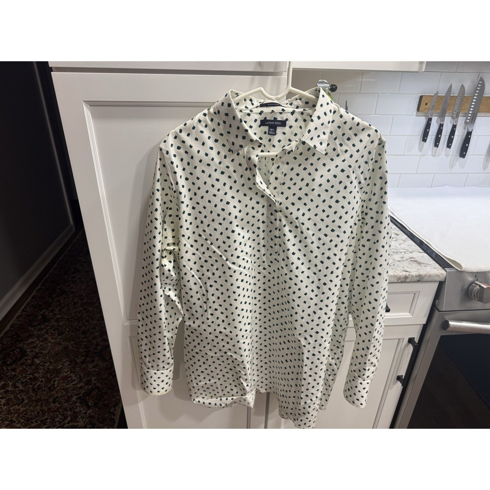 Lands End Size 18T Popover Half Button Blouse